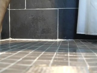 LAYING BEHIND ME WATCHING ME PEE ON THE FLOOR