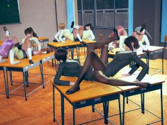 6 SchoolGirls & 2 Teachers Tribbing Orgy