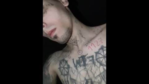 Satanist Boy Big Dick Tattooed