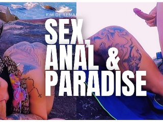 teen, nude beach, public blowjob, public sex, paradise