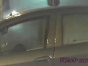 Preview 2 of Sharing my slut wife with a stranger in car in front of voyeurs in a public parking lot - MissCreamy