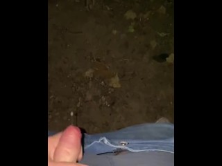 Глубоко в лесу дрочу свой твердый член большим камшотом