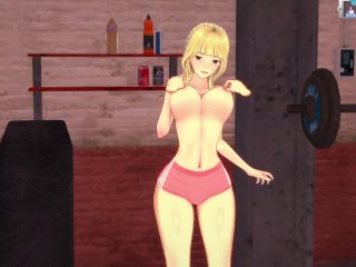 3D/Anime/Hentai: Hot Blonde Girl orgasms from Anal fuck in the gym !! (POV)