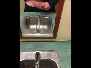 Very Risky POV Pissing & Masturbating in a Public Washroom where anyone could of Walked in on me