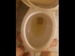 Peeing In A Toilet Naked And Barefoot