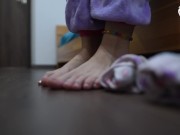 Preview 2 of Cosplay BIG teen feet teasing POV (POV foot worship, young feet, unicorn feet, BIG feet, sexy soles)