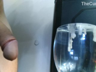 CUM IN A GLASS: Jerking Off and Cumming in a Cup of Water