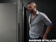 Preview 5 of RagingStallion - Public Bathroom Threesome Between 3 Muscle Hunks