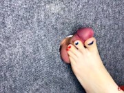 Preview 2 of I took a close-up shot of glory hole - spanking my feet on the cock and balls of a slave EasyCBTGirl