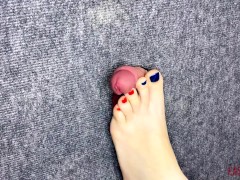 Video I took a close-up shot of glory hole - spanking my feet on the cock and balls of a slave EasyCBTGirl