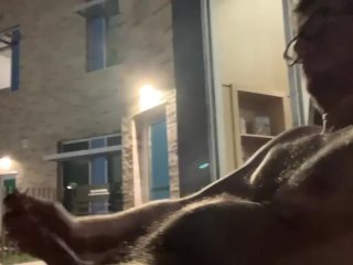 Young Blonde Guy Wanking - Cumming Real Good Outside - Public Building at Night - Naked in a Rocking