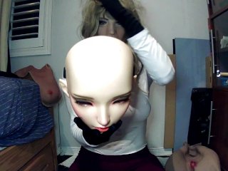 Night of Masks Part Jill Play! Female doll mask Jill plays with_her rubber pussy and femalemasks!