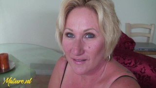 British GILF Lady Ava sucks black cock POV to pay off grandson's debt