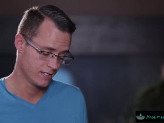 NuruMassage Bitchy Busty Masseuse Victoria June Goes Wild On His HUGE Nerdy Dick screenshot number 2