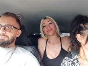 Preview 2 of Jennyfer Stone in the car with Ladymuffin and Tommy A Canaglia