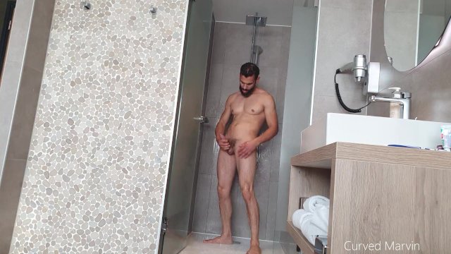 Big dick taking a shower