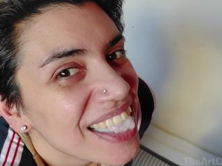 open mouth cumshot, theartofcum, cum smile, quickie