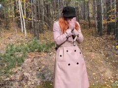 Video Redhead Student Sucked And Fucked To Keep Warm In The Woods