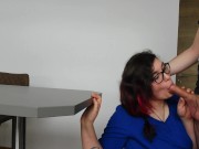 Preview 2 of Nerdy Nurse Deepthroat getting fucked hard and takes a Cumshot inside her Mouth