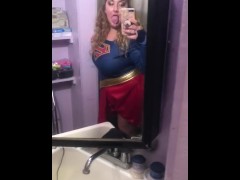 Supergirl super piss almost got caught by Superman 