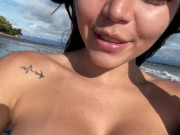 Preview 5 of POV Showing boobs in public BEACH TIME