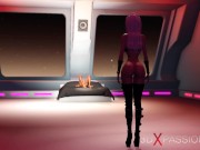 Preview 5 of Sci-fi sex in a space station. 3d dickgirl plays with a hot blonde