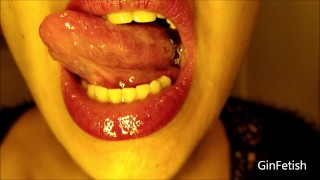 Delicious tongue, dense spit and gagging