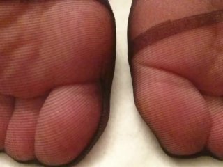 Black pantyhose feet soles