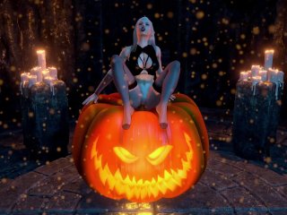 female orgasm, witch, jack o lantern, pumpkin