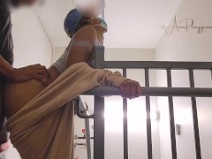 She traded me a Blowjob for Backshots.  Snuck a quickie in the stairwell.