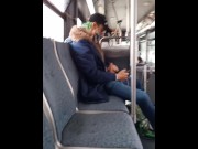 Preview 3 of Jerking off in public on city bus with cumshot