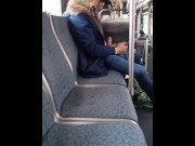 Preview 4 of Jerking off in public on city bus with cumshot