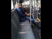 Preview 5 of Jerking off in public on city bus with cumshot