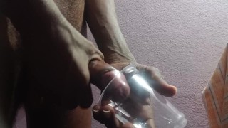 Rajesh masturbating dick and spitting on the cock and cumming in the glass part 2