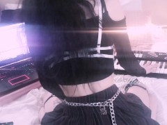 Sitting On My Big Dildo While Playing Synth : Dollie Bear