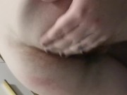 Preview 1 of Domme spank submissive male & strokes his hard leaking cock