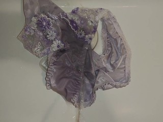 Peeing to Purple Panties!