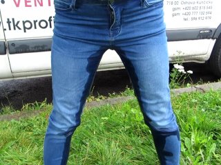 pissing jeans, soaking jeans, british, wetting jeans