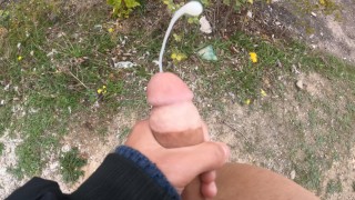 SWEET 18 BOY JERKS OFF OUTSIDE POV MALE MASTURBATION