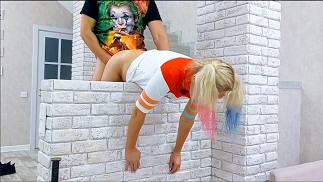 Harley Quinn Fucked a Pizza Delivery Guy. Cosplay Hard Sex at a Halloween Party