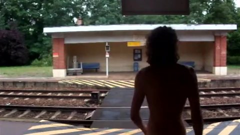 risky public jerkoff at train station