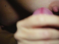 Amateur close up handjob slowmotion and cums on my tits