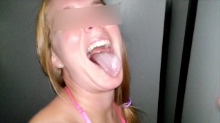 Gloryhole no-knock unexpected cum in mouth
