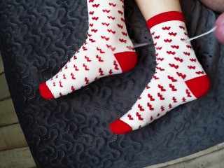 My Stepsister's Socks get Flooded with Cum after she Plays with my Cock