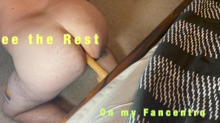 Dad Bod slides dildo in and out of his ass while mowning