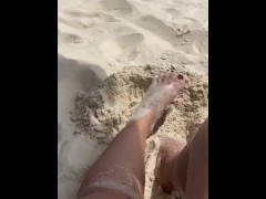 FOOT play on the beach in the SAND! See more at onlyfans//hellkitten8369