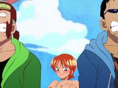 Nami troca de roupa de roupas em frente a sua tripulação