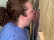Preview 3 of Bbw slutwife blows friend at in-home glory hole