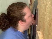 Preview 5 of Bbw slutwife blows friend at in-home glory hole