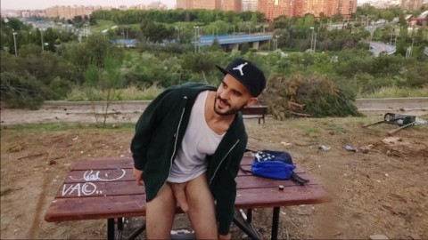 Xisco jerking off outdoor in public